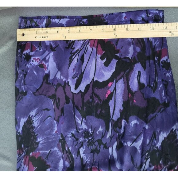 Chico's Design VTG SZ 0 Silk Floral Split Hem Pull On Skirt Whimsy Fairy Purple - Picture 6 of 8
